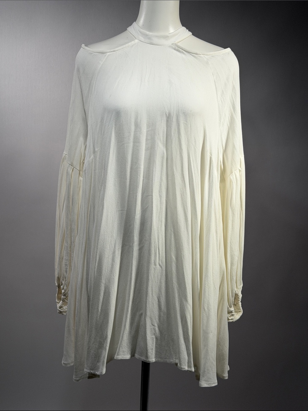 Free People Cream Cold-Shoulder Long-Sleeve Tunic (r9)